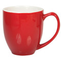 Coffee mug 450ml two tone orange and white curvy
