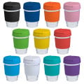 coffee cup / Mug 12oz/340ml Glass Karma Kup Plastic Flip Lid Reusable  Eco Friendly