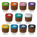 coffee cup / Mug 8oz/235ml Glass Karma Kup Cork Band Plastic Flip Lid Reusable  Eco Friendly