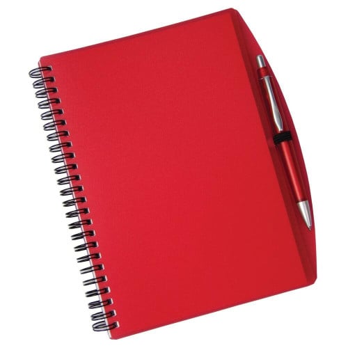Spiral notebook and pen