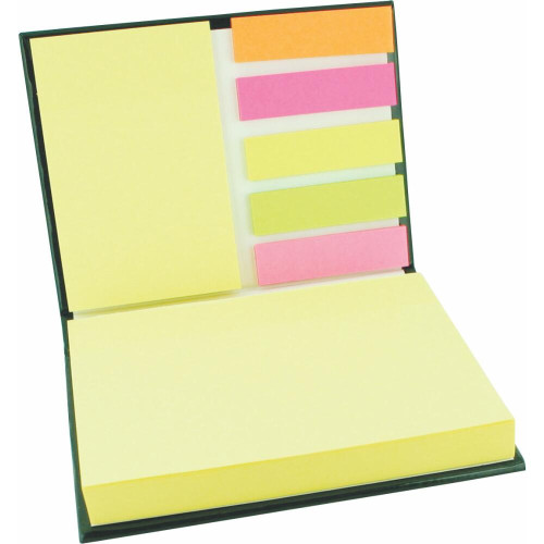 Sticky note book with multiple tabs and hard cover