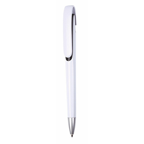 Plastic pen white barrel and coloured trim large clip Spark