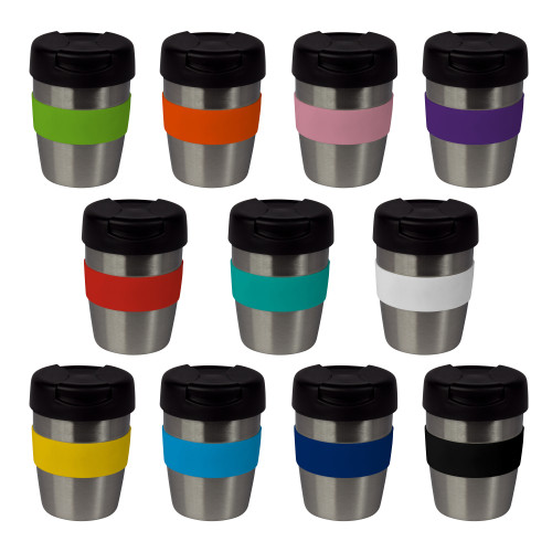 coffee cup / Mug 8oz/235ml Stainless Steel Karma Kup Plastic Flip Lid Reusable . Eco friendly