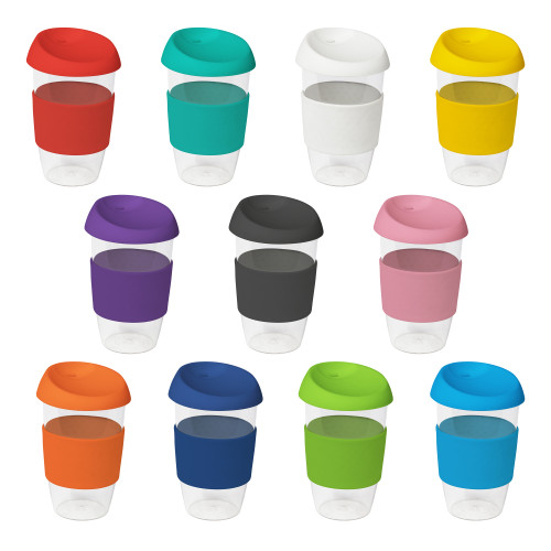coffee cup / Mug 16oz/535ml Clear Plastic Karma Kup with Silicon Lid Reusable  Eco Friendly