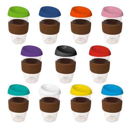 coffee cup / Mug 16oz/535ml Plastic Karma Kup with Cork Band Silicon Lid Reusable  Eco Friendly
